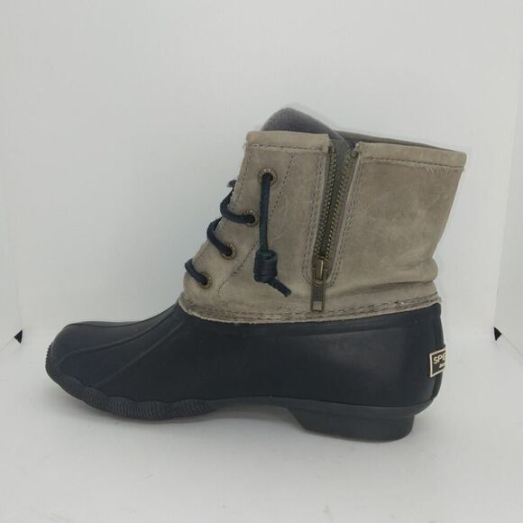 Sperry Womens Pre-owned Saltwater Cove Black/Gray Zippered Boots - sz. 7 1/2M - Picture 2 of 6